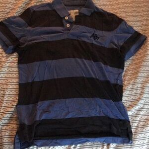 Aeropostale 1987 Black & Blue Striped Polo